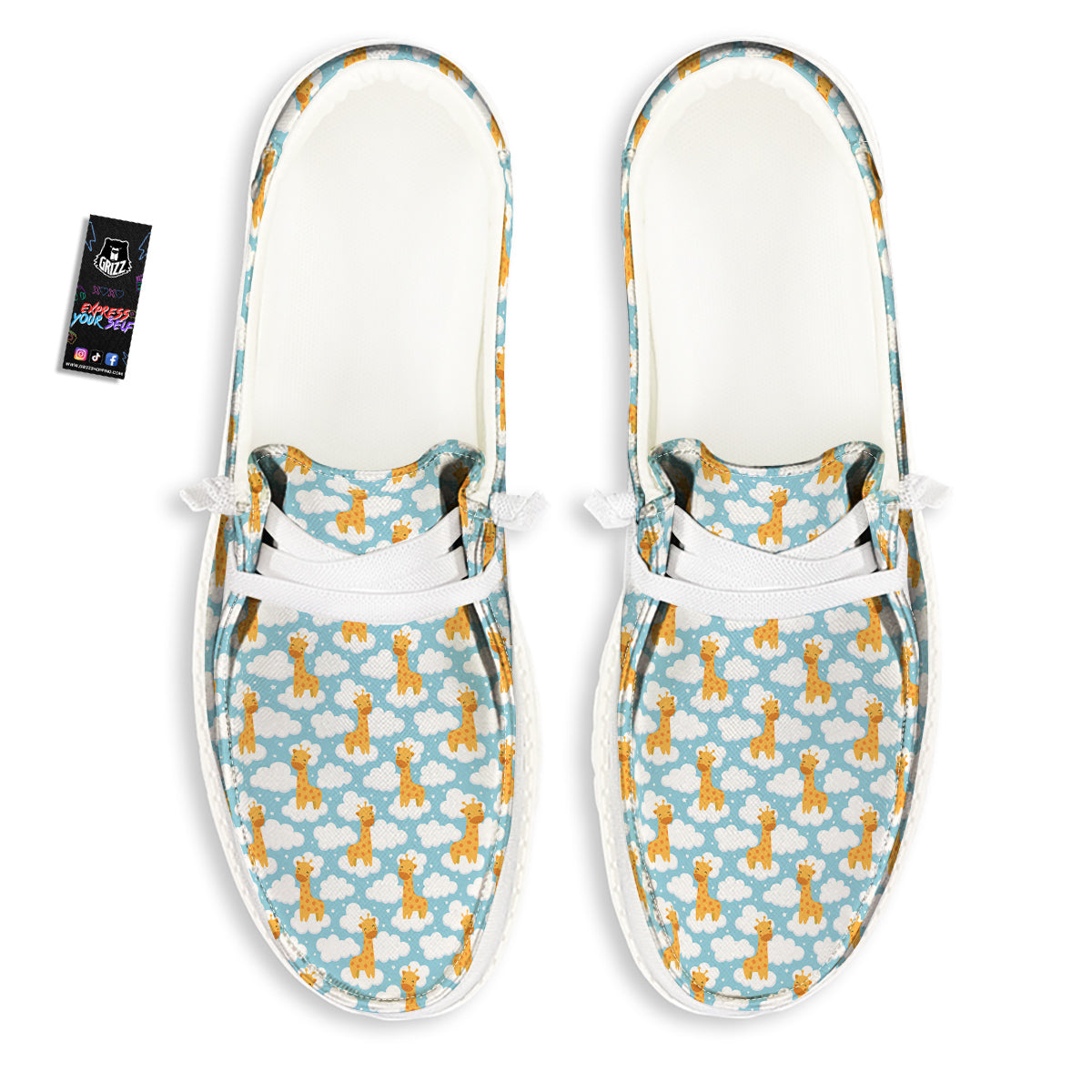Giraffe Cute Cartoon Print Pattern White Loafers-grizzshop