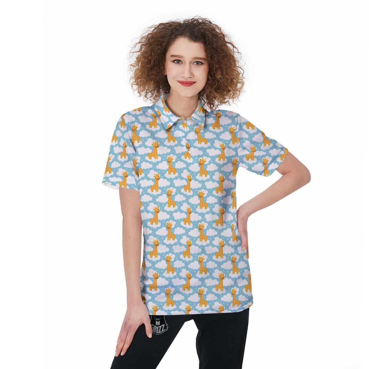 Giraffe Cute Cartoon Print Pattern Women's Golf Shirts-grizzshop
