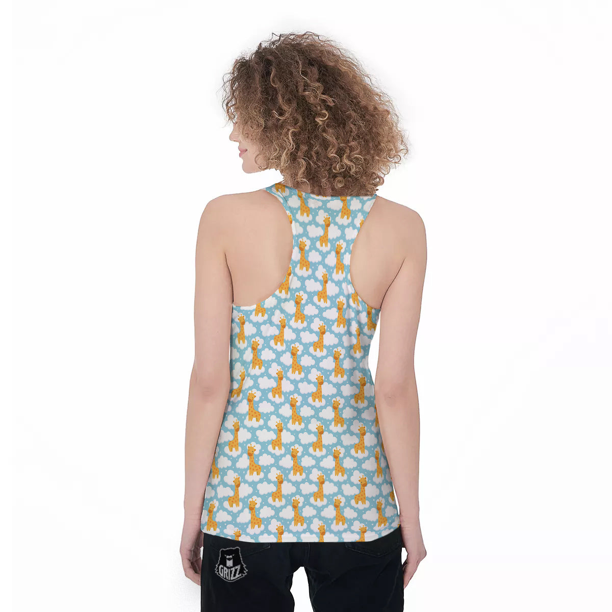 Giraffe Cute Cartoon Print Pattern Women's Racerback Tank Top-grizzshop