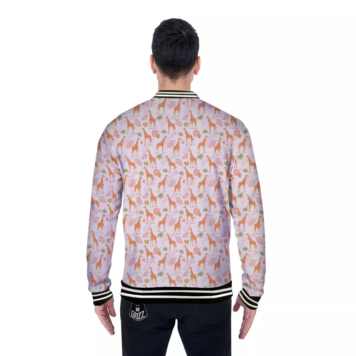 Giraffe Cute Print Pattern Baseball Jacket-grizzshop