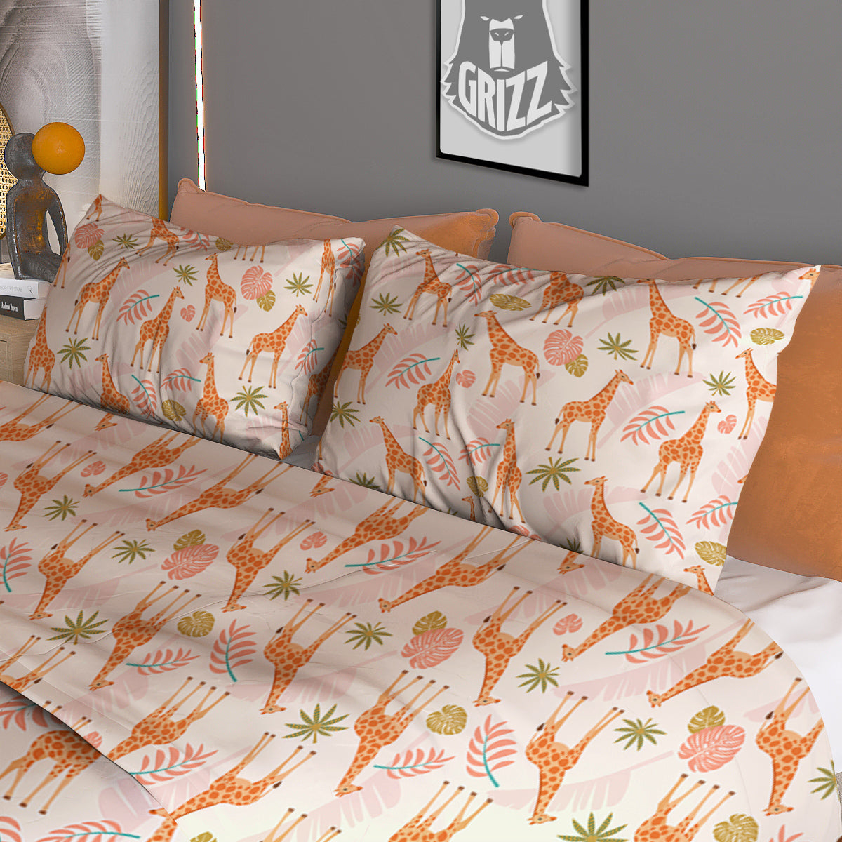 Giraffe Cute Print Pattern Duvet Cover Bedding Set