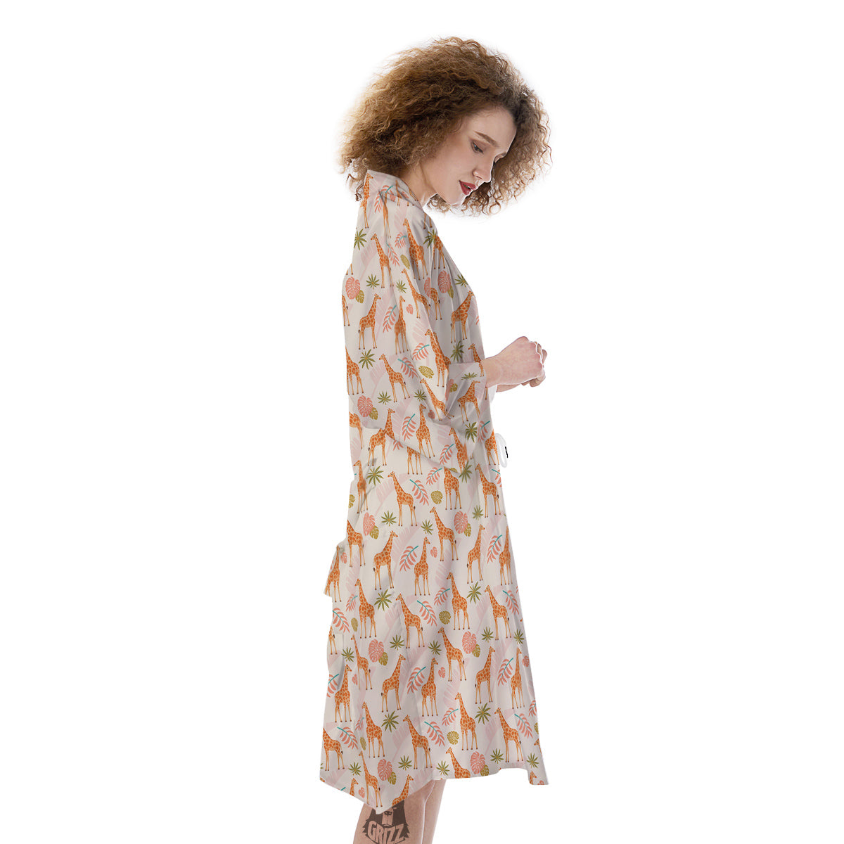 Giraffe Cute Print Pattern Kimono-grizzshop