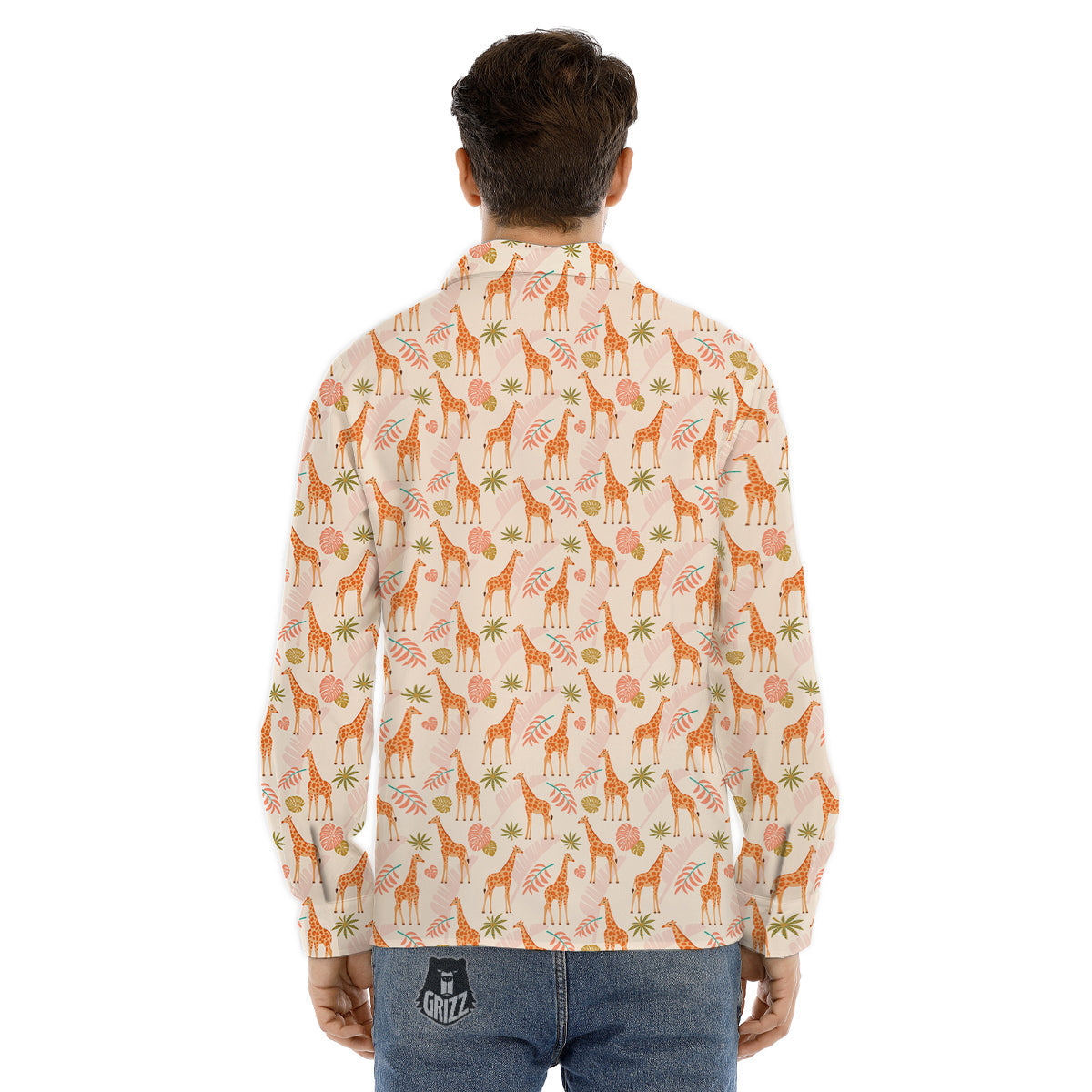Giraffe Cute Print Pattern Men's Dress Shirts-grizzshop