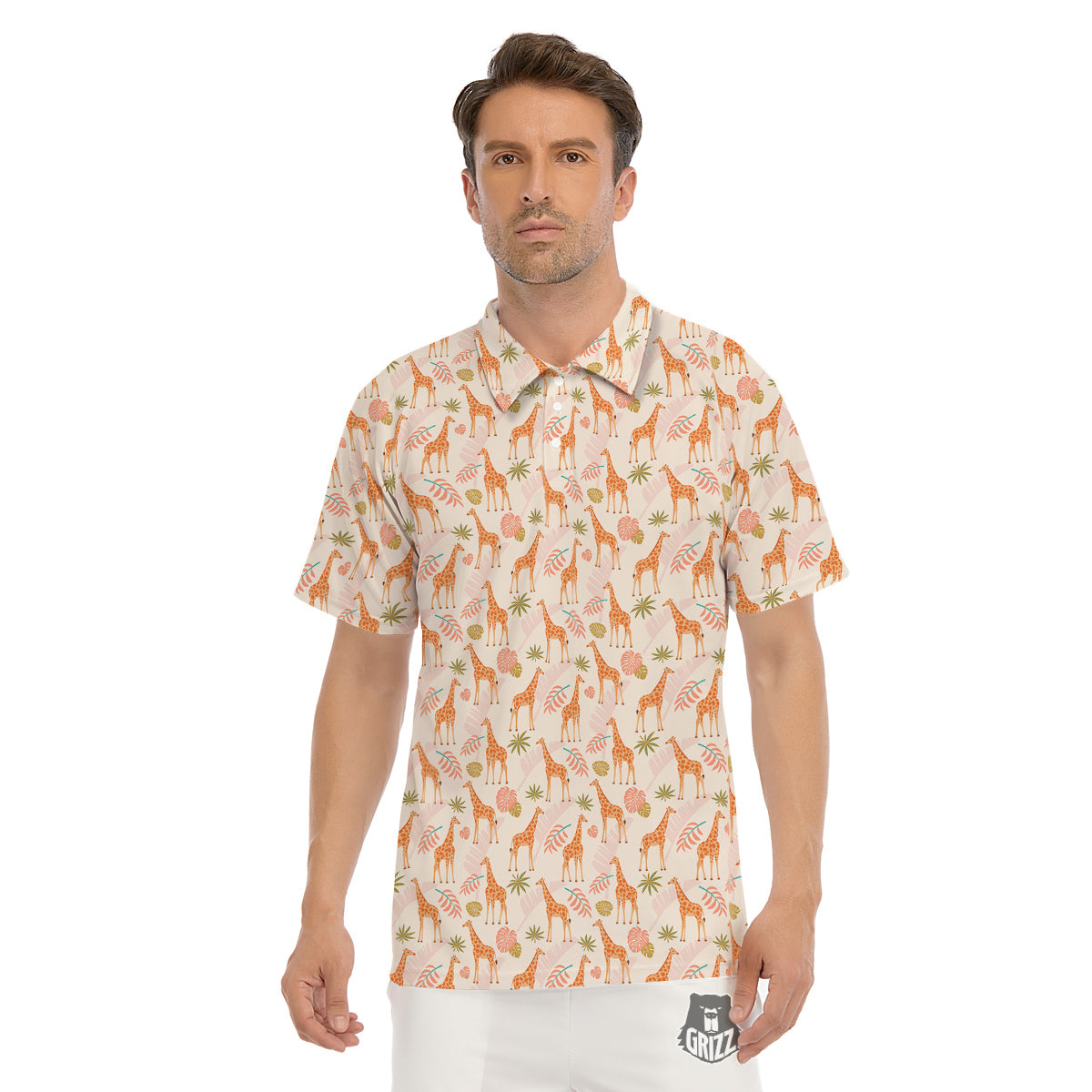 Giraffe Cute Print Pattern Men's Golf Shirts-grizzshop