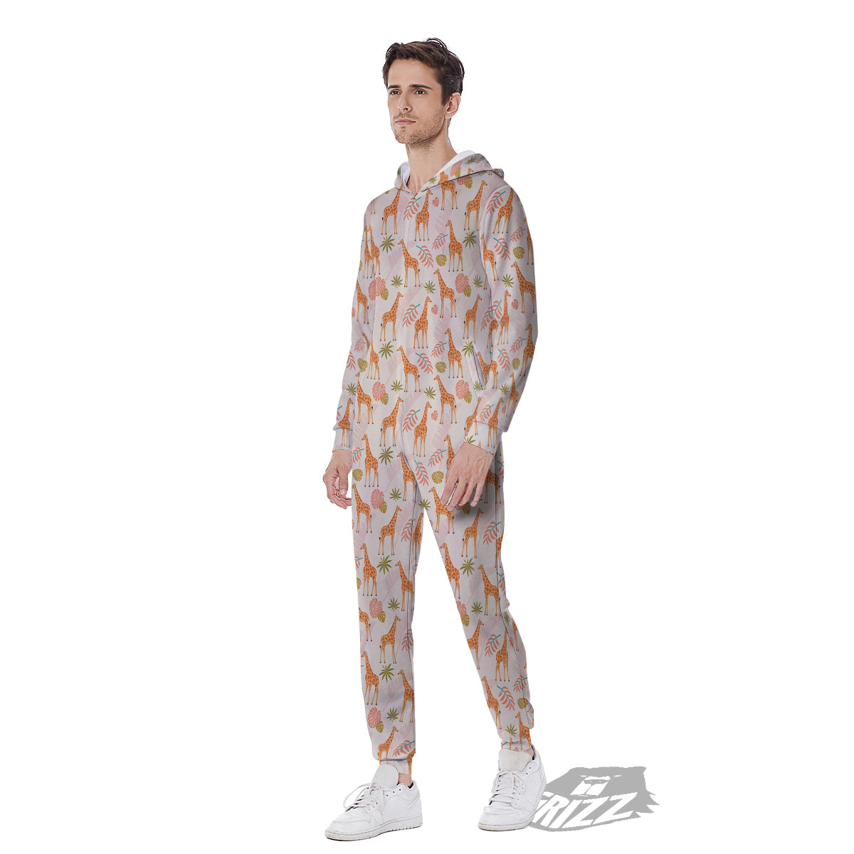 Giraffe Cute Print Pattern Men's Jumpsuit-grizzshop