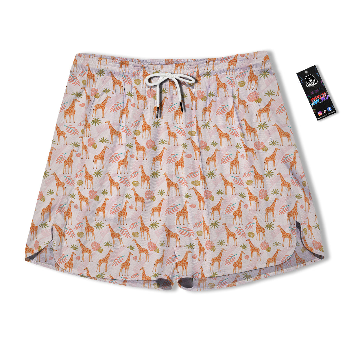 Giraffe Cute Print Pattern Men's Running Shorts-grizzshop