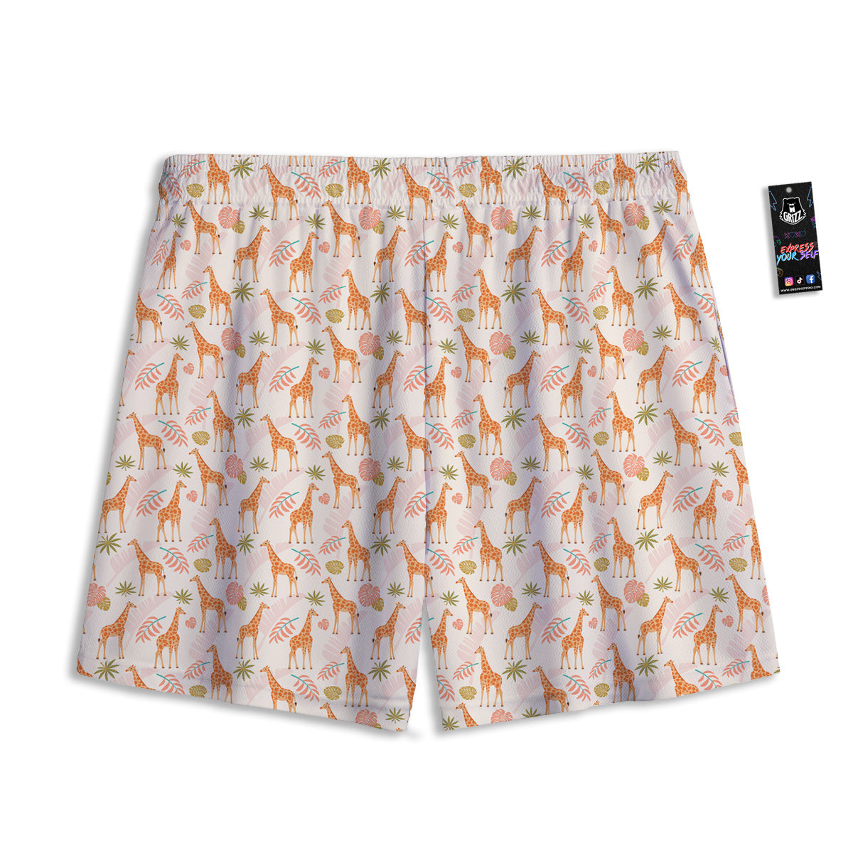 Giraffe Cute Print Pattern Mesh Shorts-grizzshop