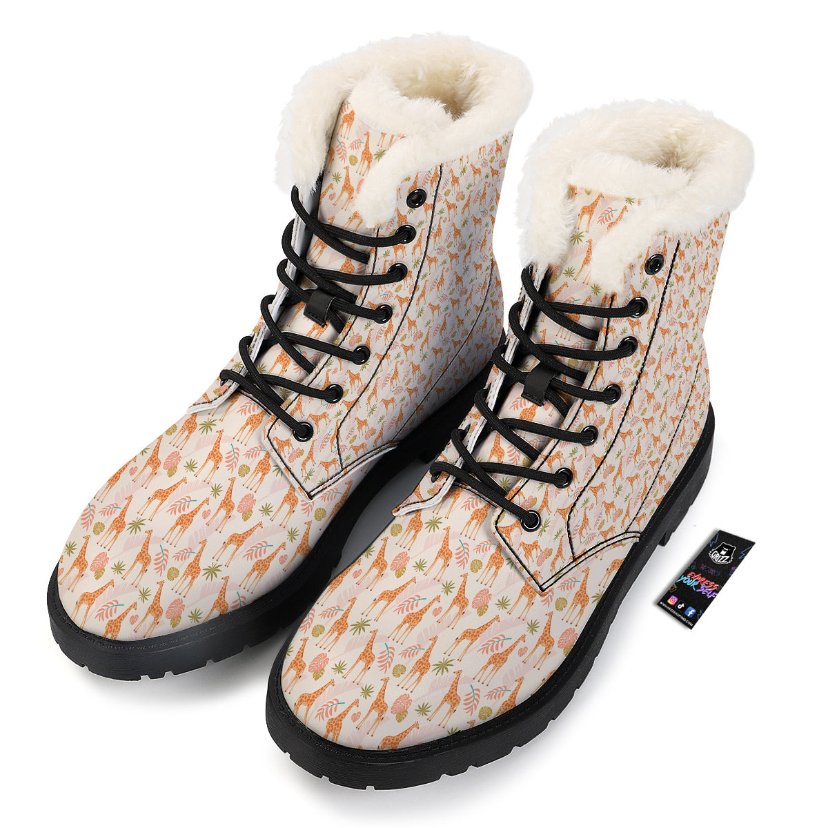 Giraffe Cute Print Pattern Winter Boots-grizzshop