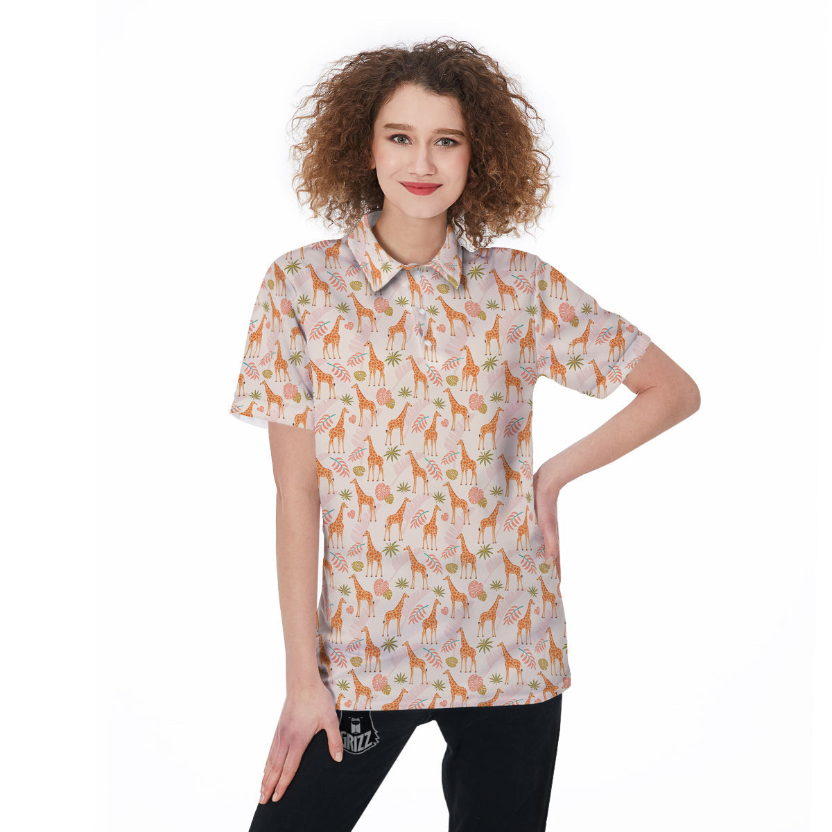 Giraffe Cute Print Pattern Women's Golf Shirts-grizzshop