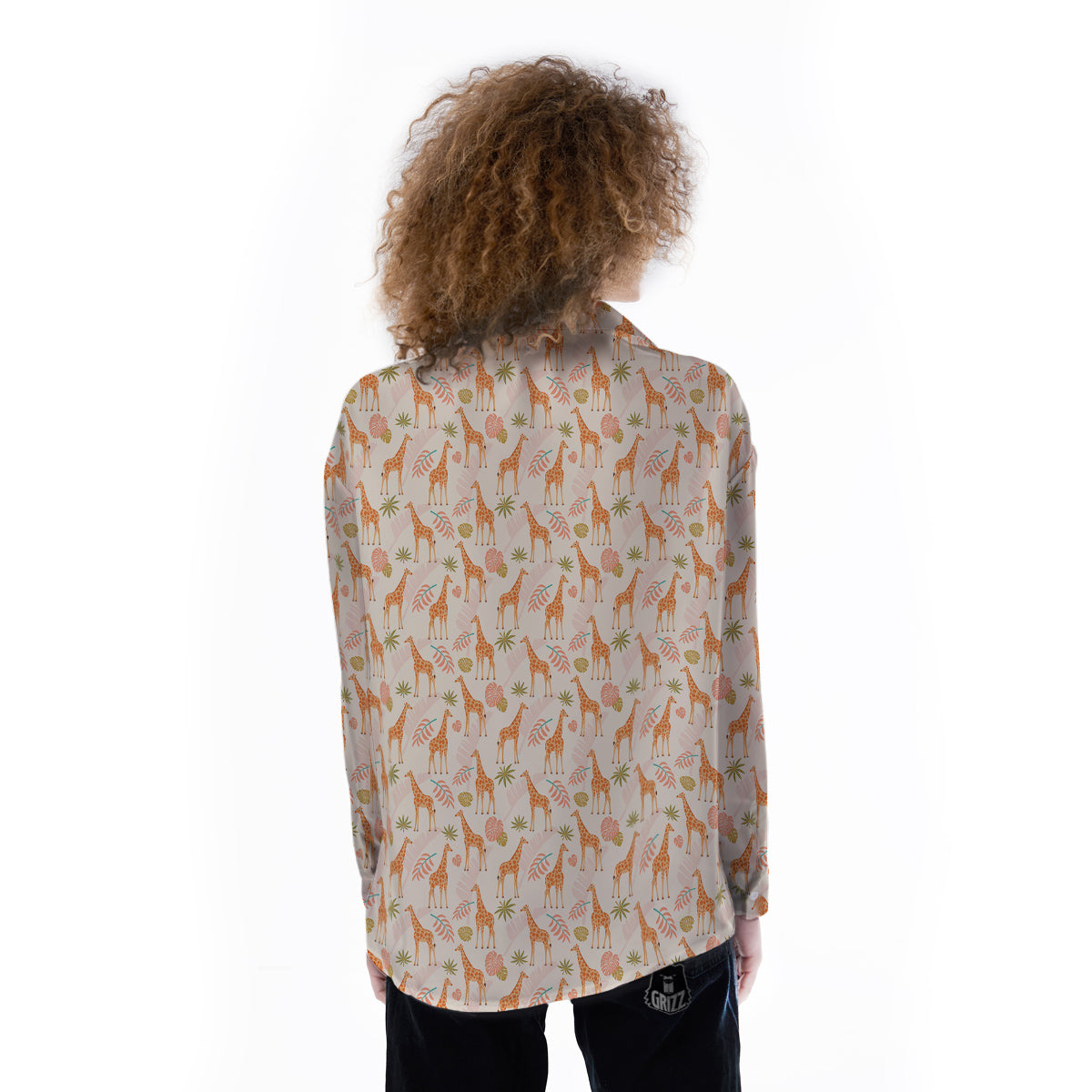 Giraffe Cute Print Pattern Women's Long Sleeve Shirts-grizzshop