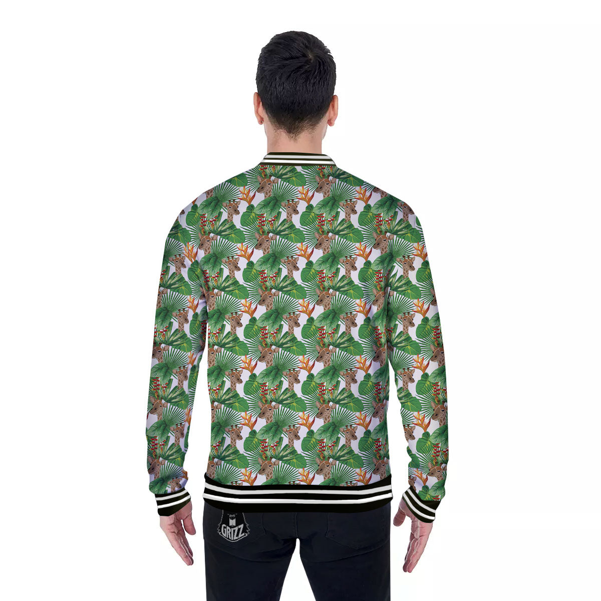 Giraffe Exotic Tropical Print Pattern Baseball Jacket-grizzshop