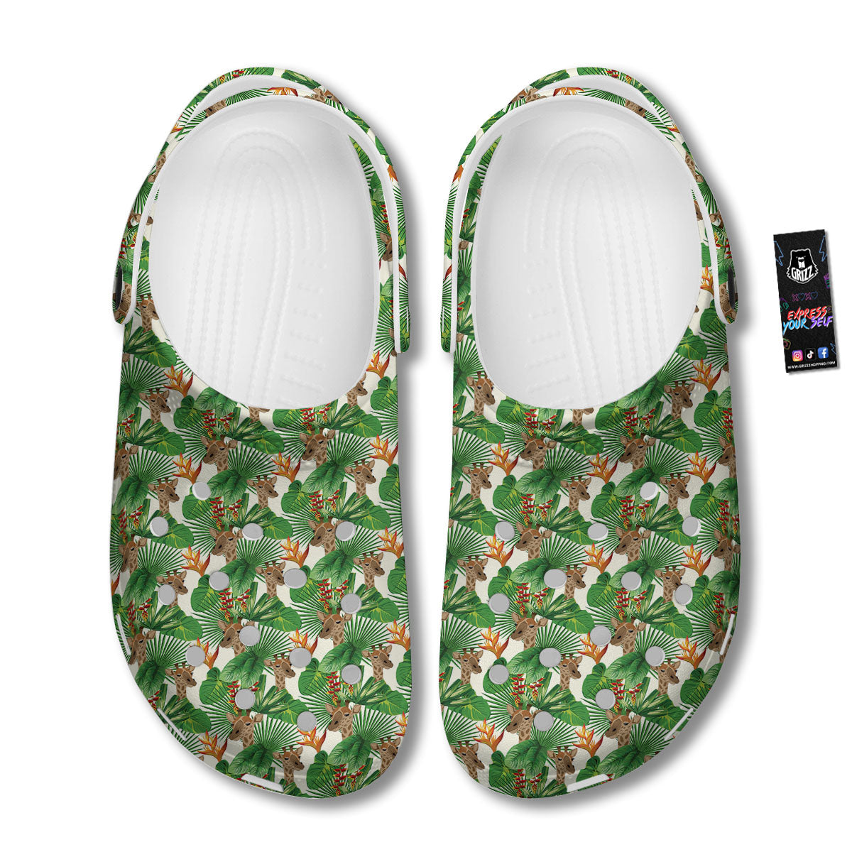 Giraffe Exotic Tropical Print Pattern Clog-grizzshop