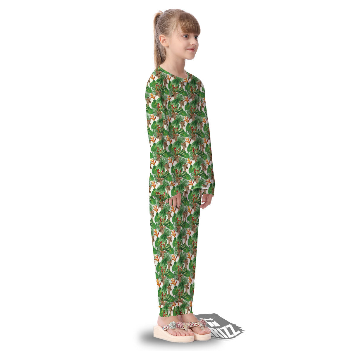 Giraffe Exotic Tropical Print Pattern Kid's Pajamas-grizzshop