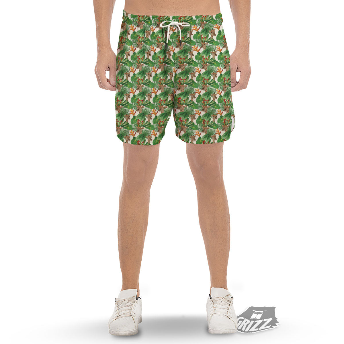 Giraffe Exotic Tropical Print Pattern Men's Gym Shorts-grizzshop