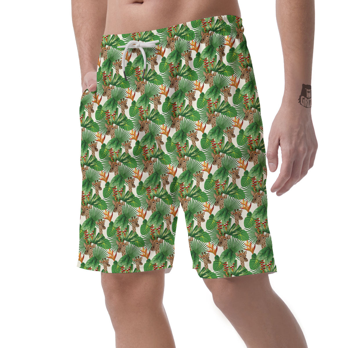Giraffe Exotic Tropical Print Pattern Men's Shorts-grizzshop