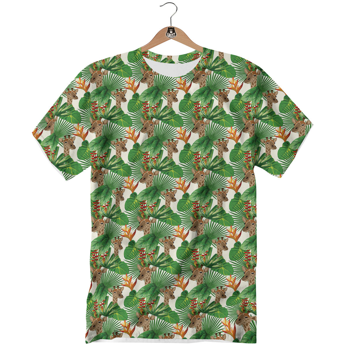 Giraffe Exotic Tropical Print Pattern T-Shirt-grizzshop