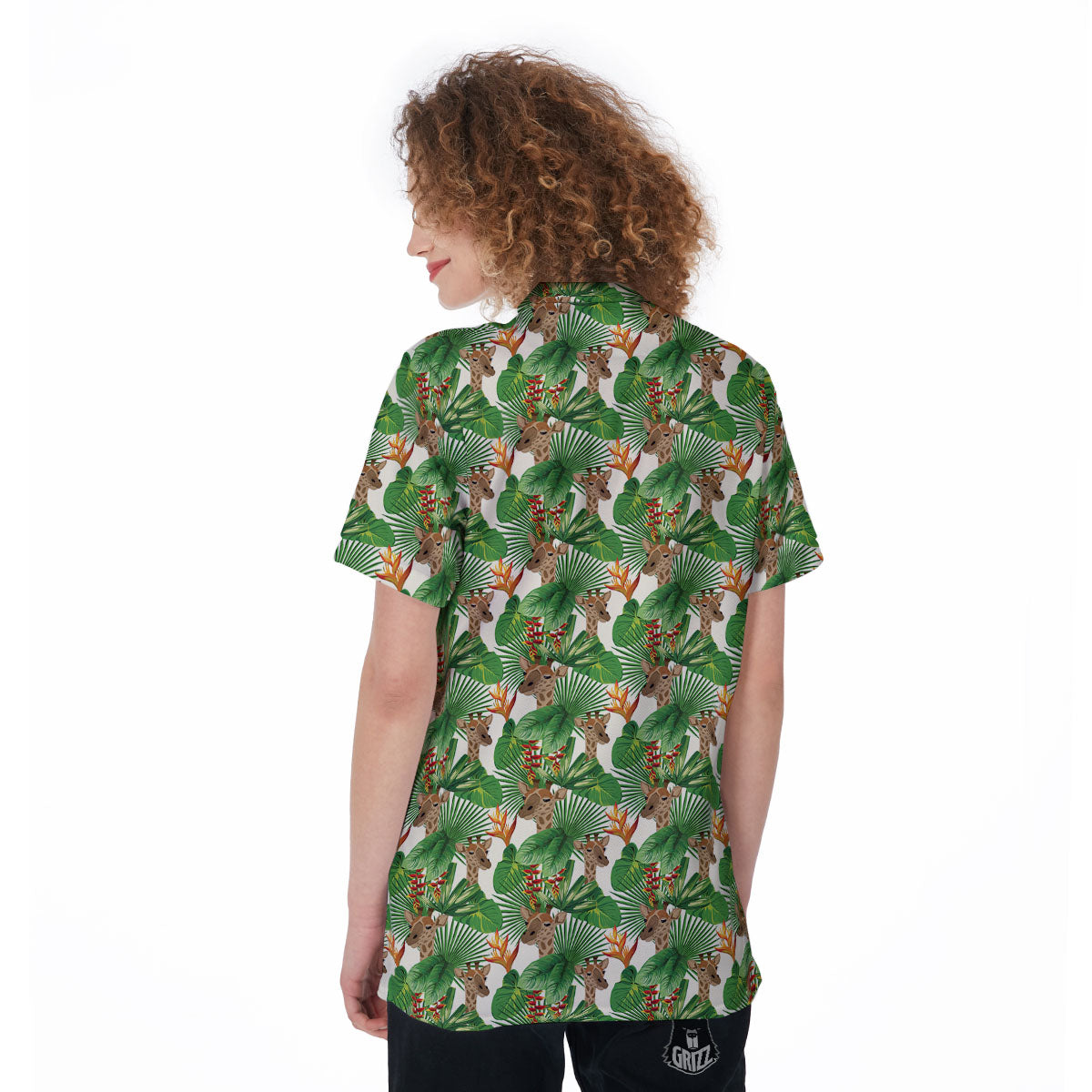 Giraffe Exotic Tropical Print Pattern Women's Golf Shirts-grizzshop
