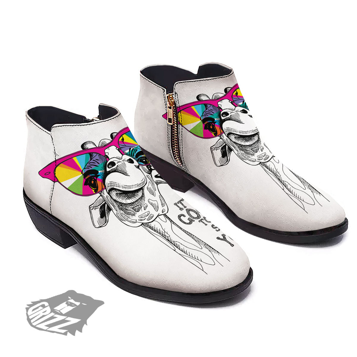 Giraffe Funny Print Ankle Boots-grizzshop