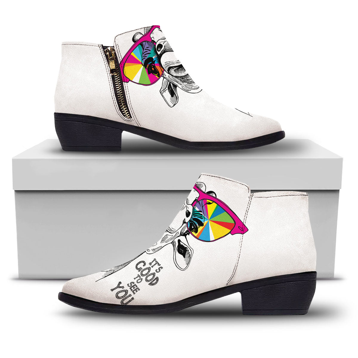 Giraffe Funny Print Ankle Boots-grizzshop