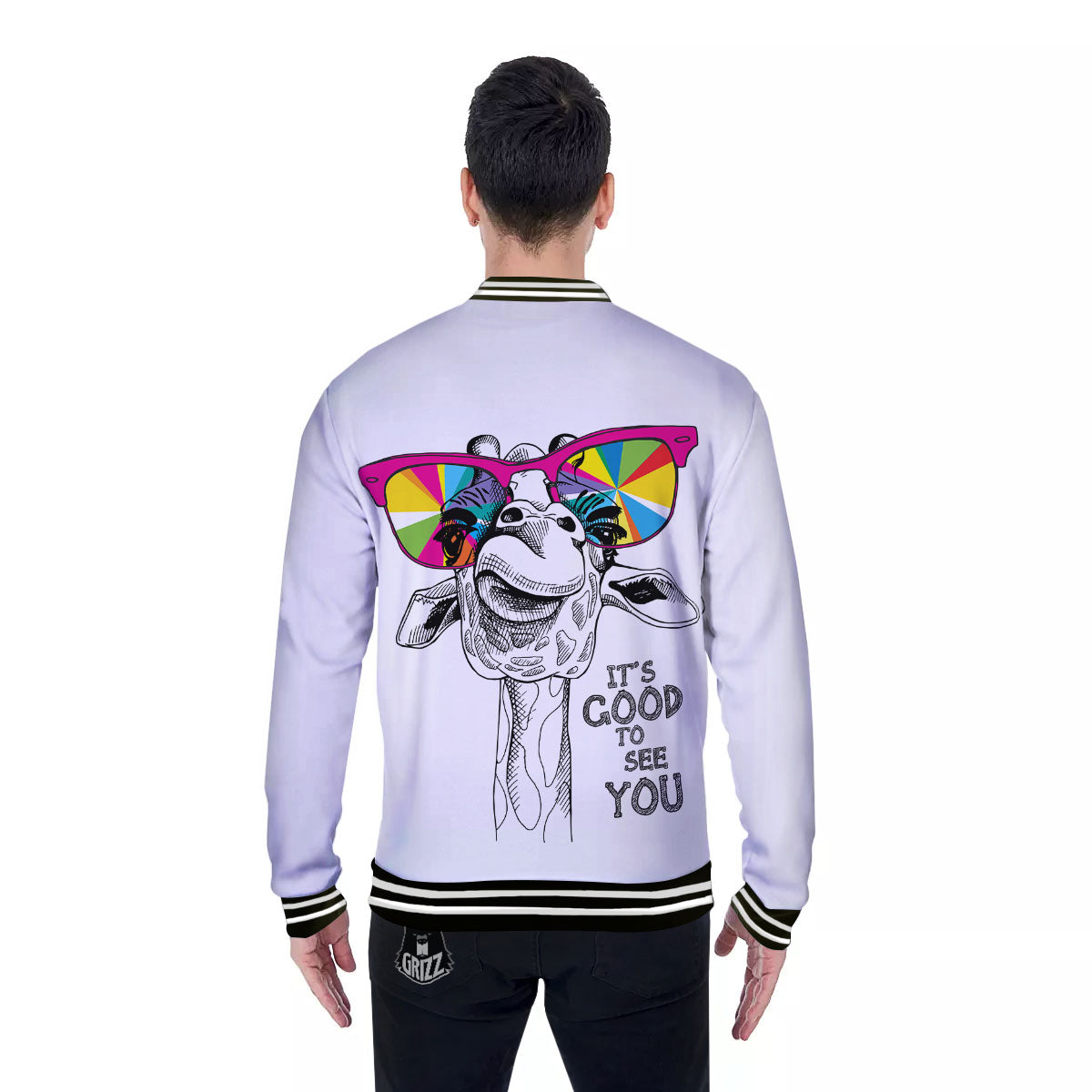 Giraffe Funny Print Baseball Jacket-grizzshop