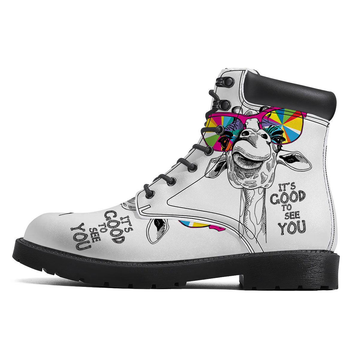 Giraffe Funny Print Boots-grizzshop