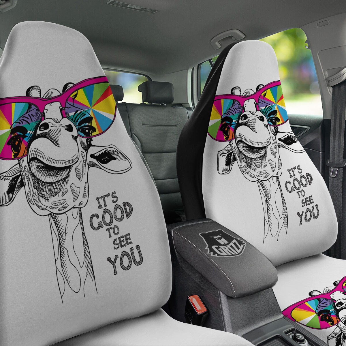 Giraffe Funny Print Car Seat Covers-grizzshop