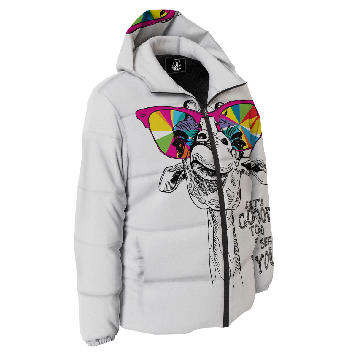 Giraffe Funny Print Down Jacket-grizzshop