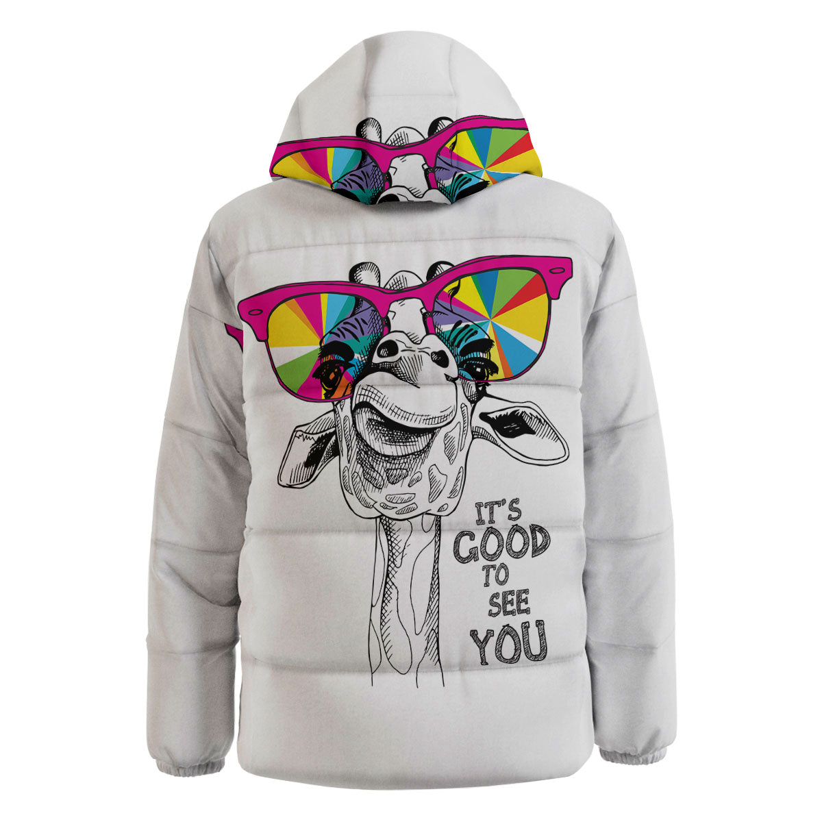 Giraffe Funny Print Down Jacket-grizzshop
