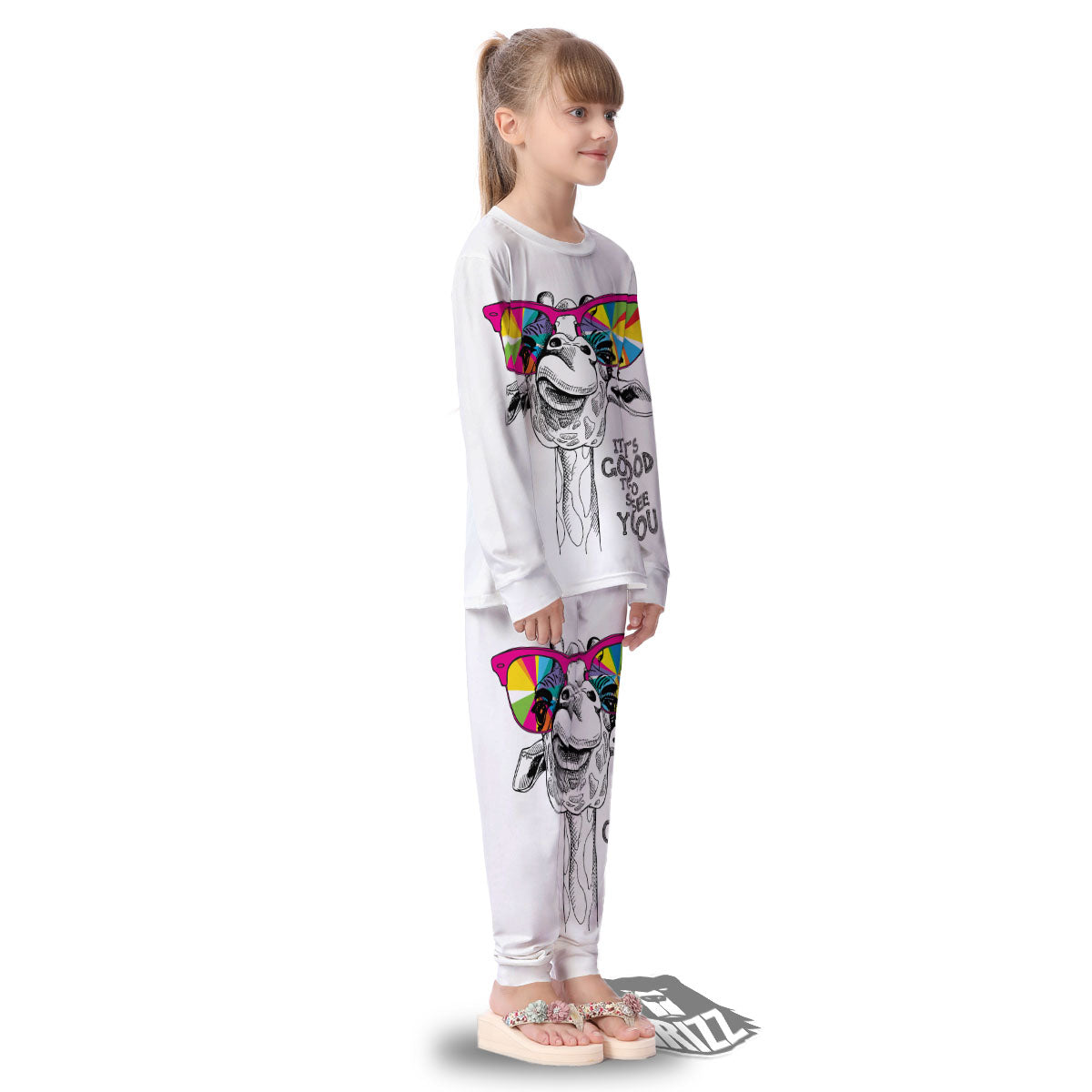 Giraffe Funny Print Kid's Pajamas-grizzshop