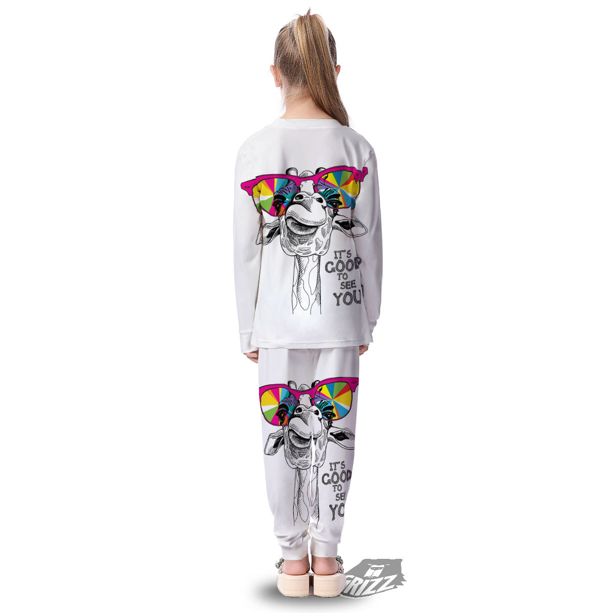 Giraffe Funny Print Kid's Pajamas-grizzshop
