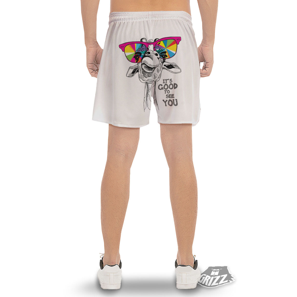 Giraffe Funny Print Men's Gym Shorts-grizzshop