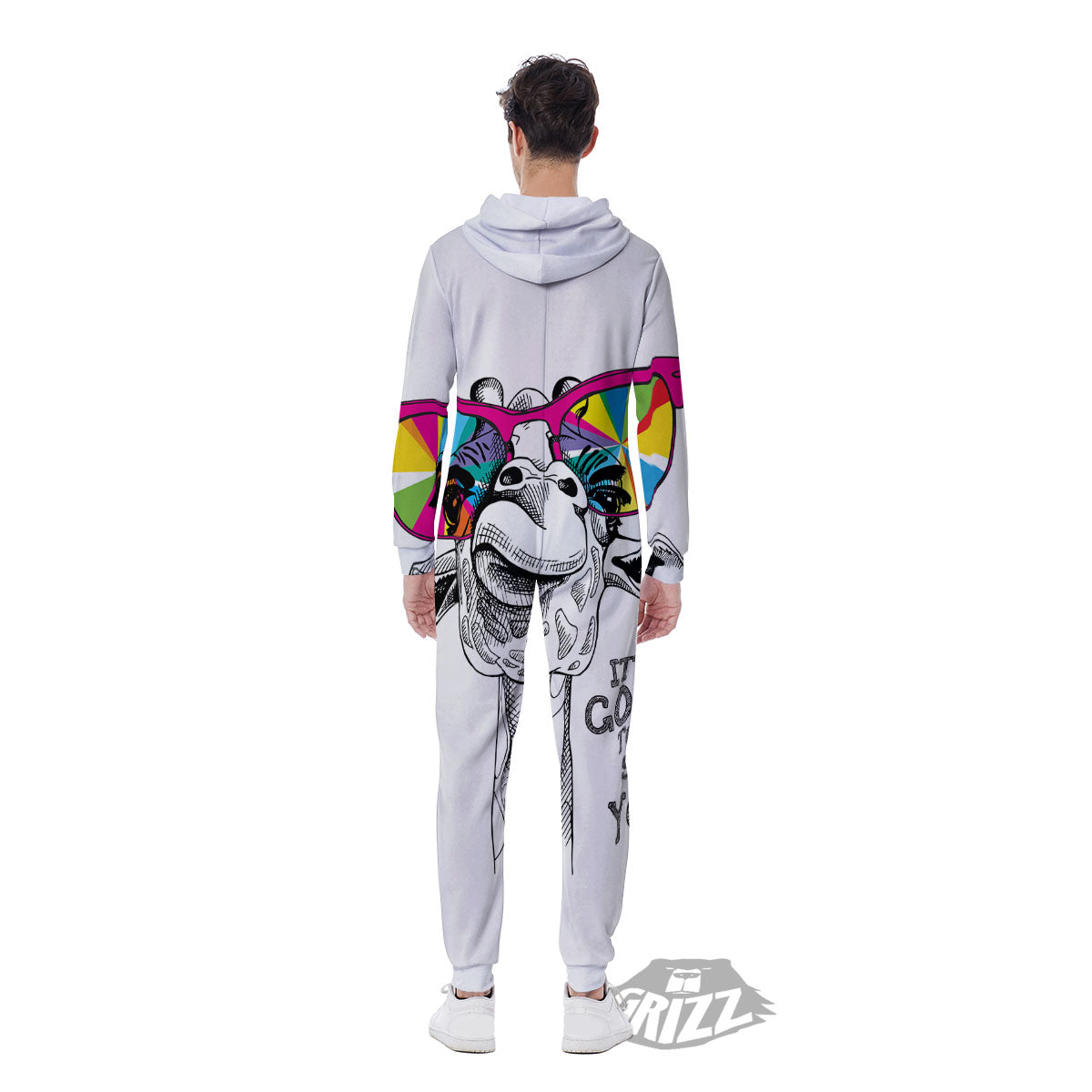 Giraffe Funny Print Men's Jumpsuit-grizzshop