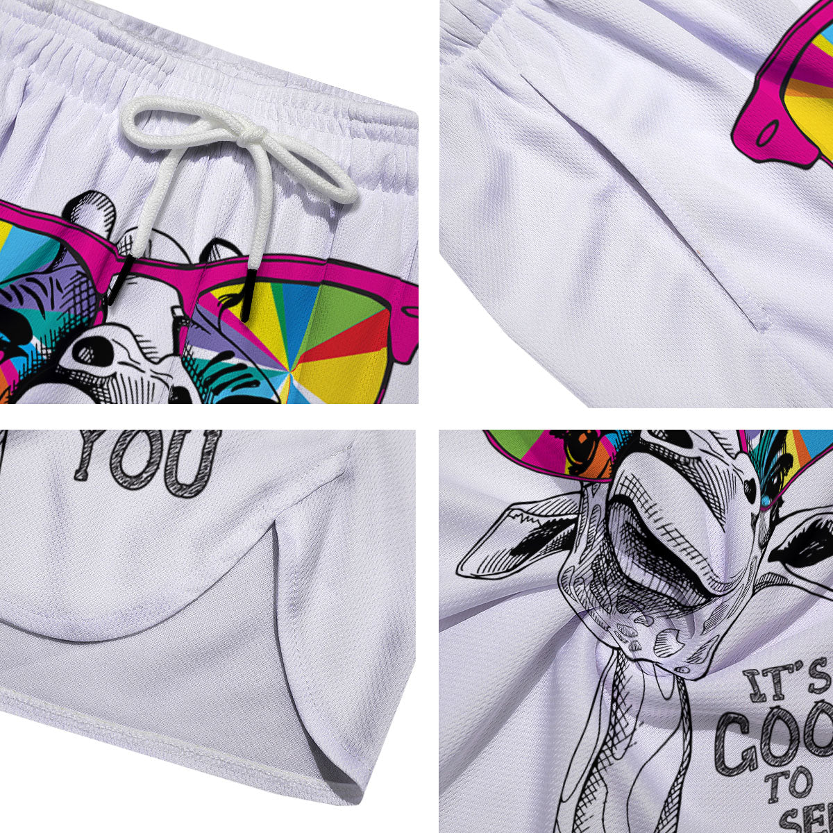 Giraffe Funny Print Men's Running Shorts-grizzshop