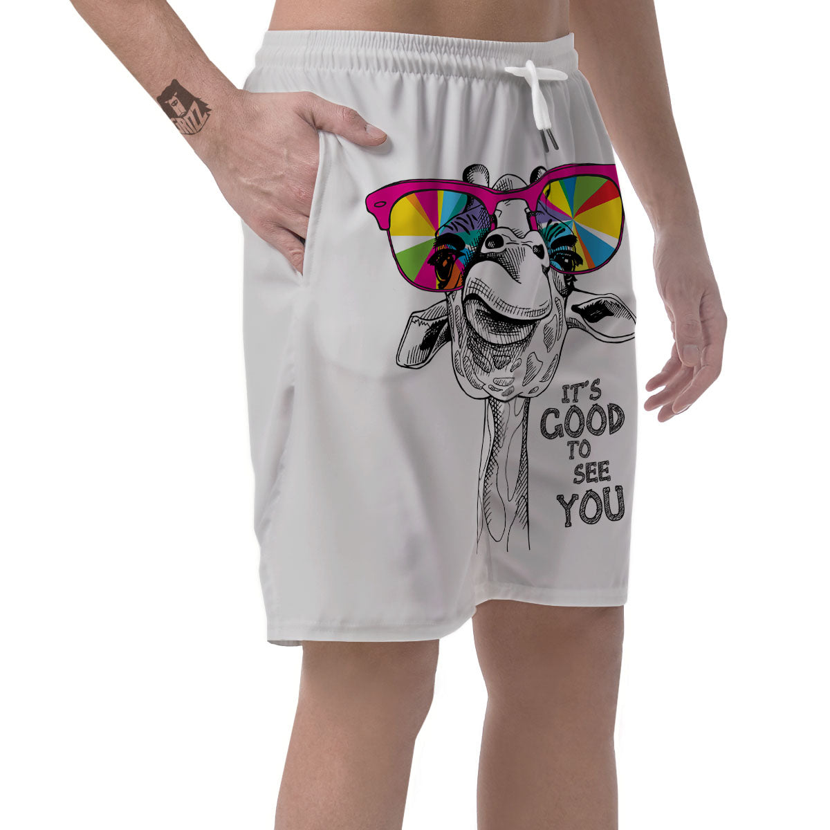 Giraffe Funny Print Men's Shorts-grizzshop