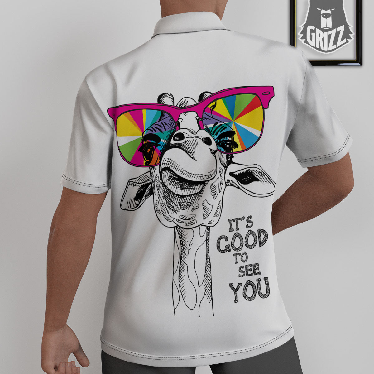 Giraffe Funny Print Untucked Shirts-grizzshop