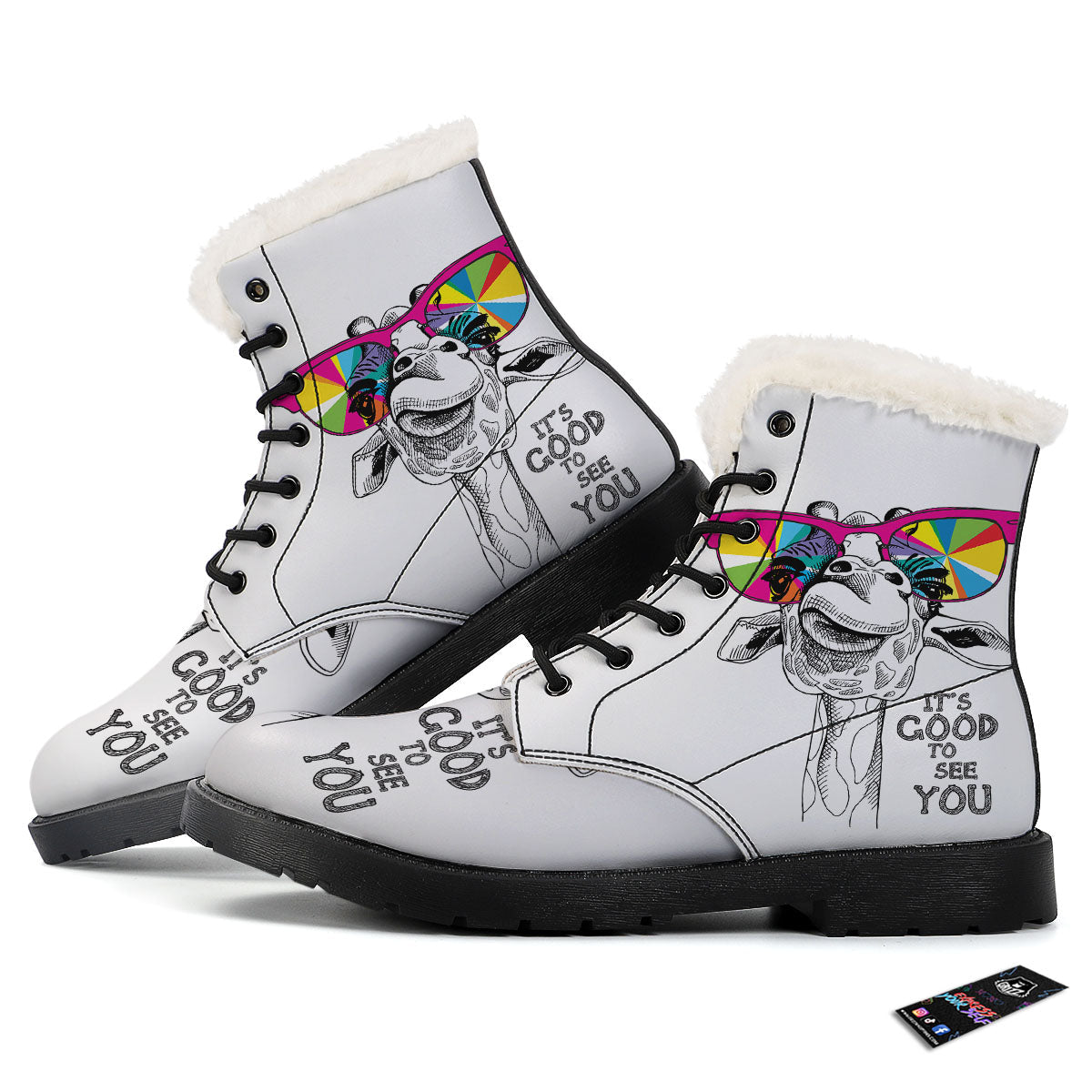 Giraffe Funny Print Winter Boots-grizzshop