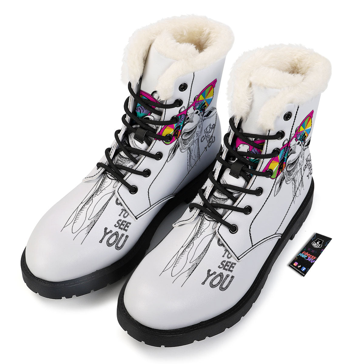 Giraffe Funny Print Winter Boots-grizzshop