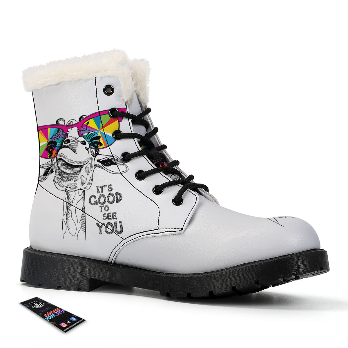 Giraffe Funny Print Winter Boots-grizzshop