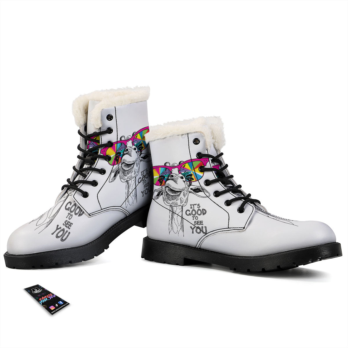 Giraffe Funny Print Winter Boots-grizzshop