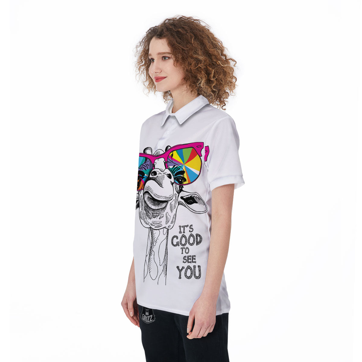 Giraffe Funny Print Women's Golf Shirts-grizzshop