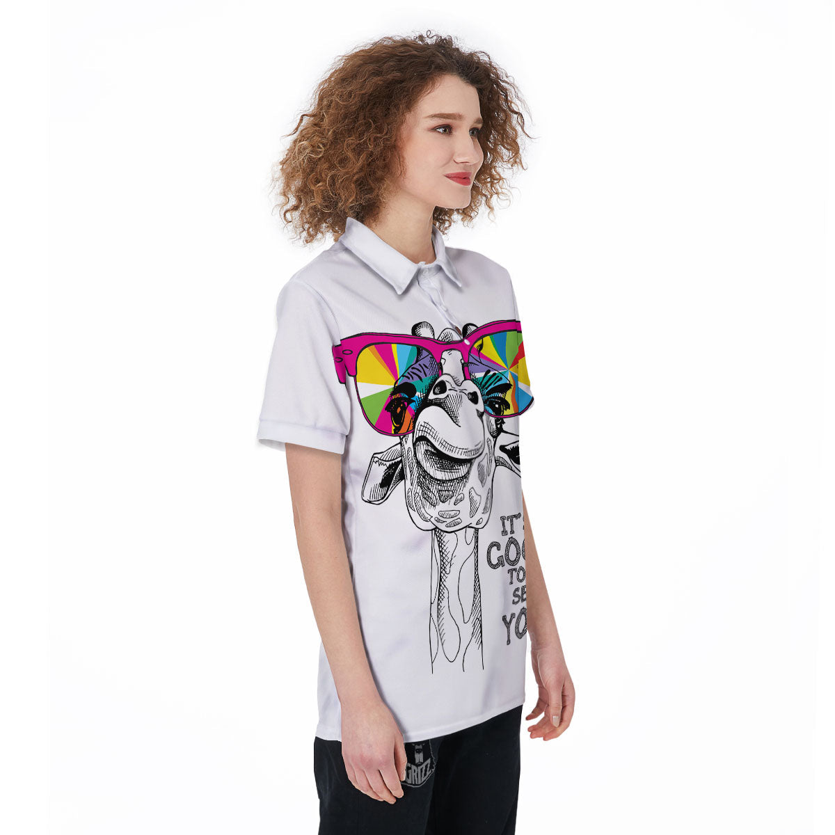 Giraffe Funny Print Women's Golf Shirts-grizzshop