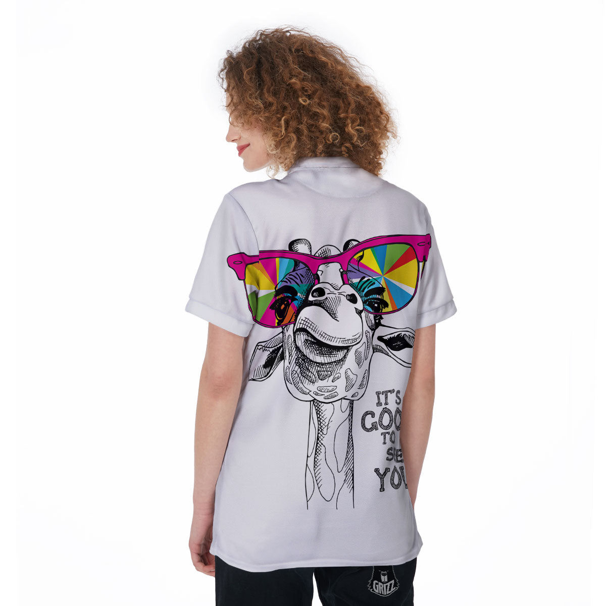Giraffe Funny Print Women's Golf Shirts-grizzshop