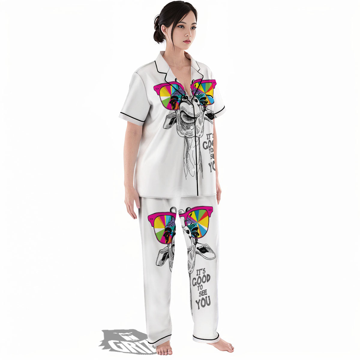 Giraffe Funny Print Women's Pajamas Set-grizzshop