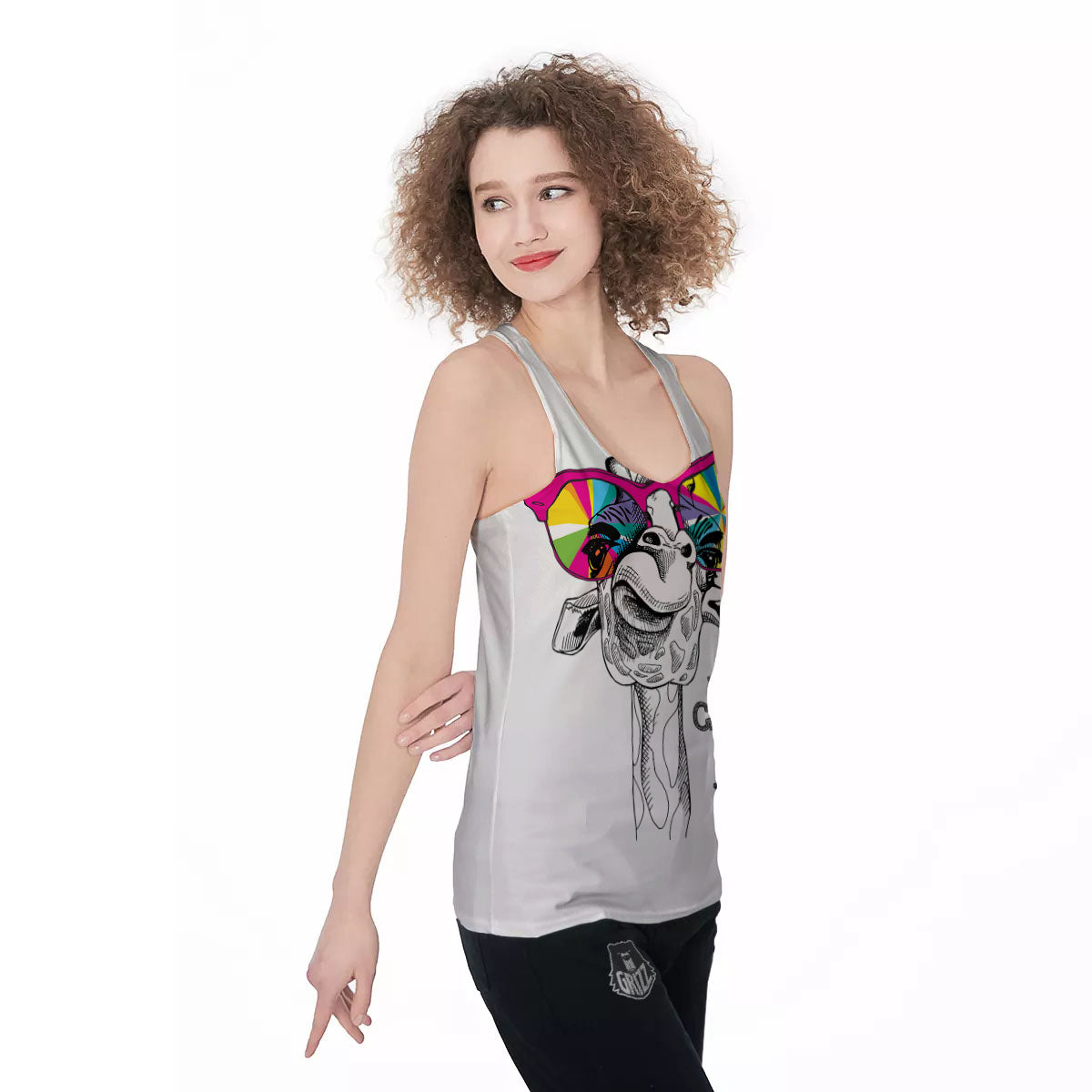 Giraffe Funny Print Women's Racerback Tank Top-grizzshop