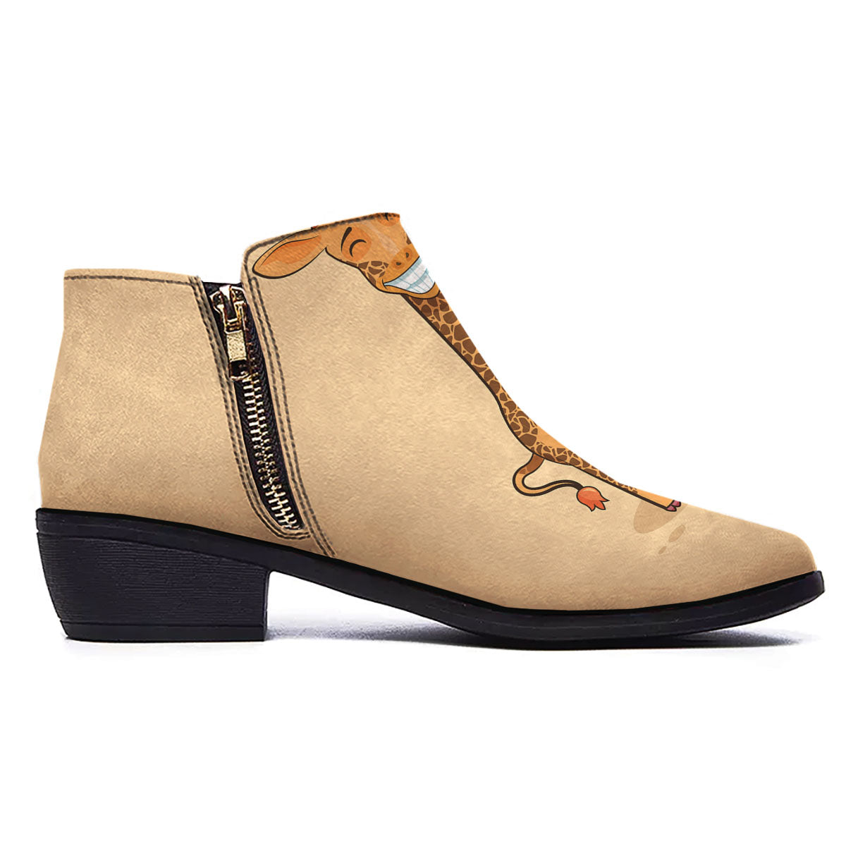 Giraffe Smiley Face Print Ankle Boots-grizzshop