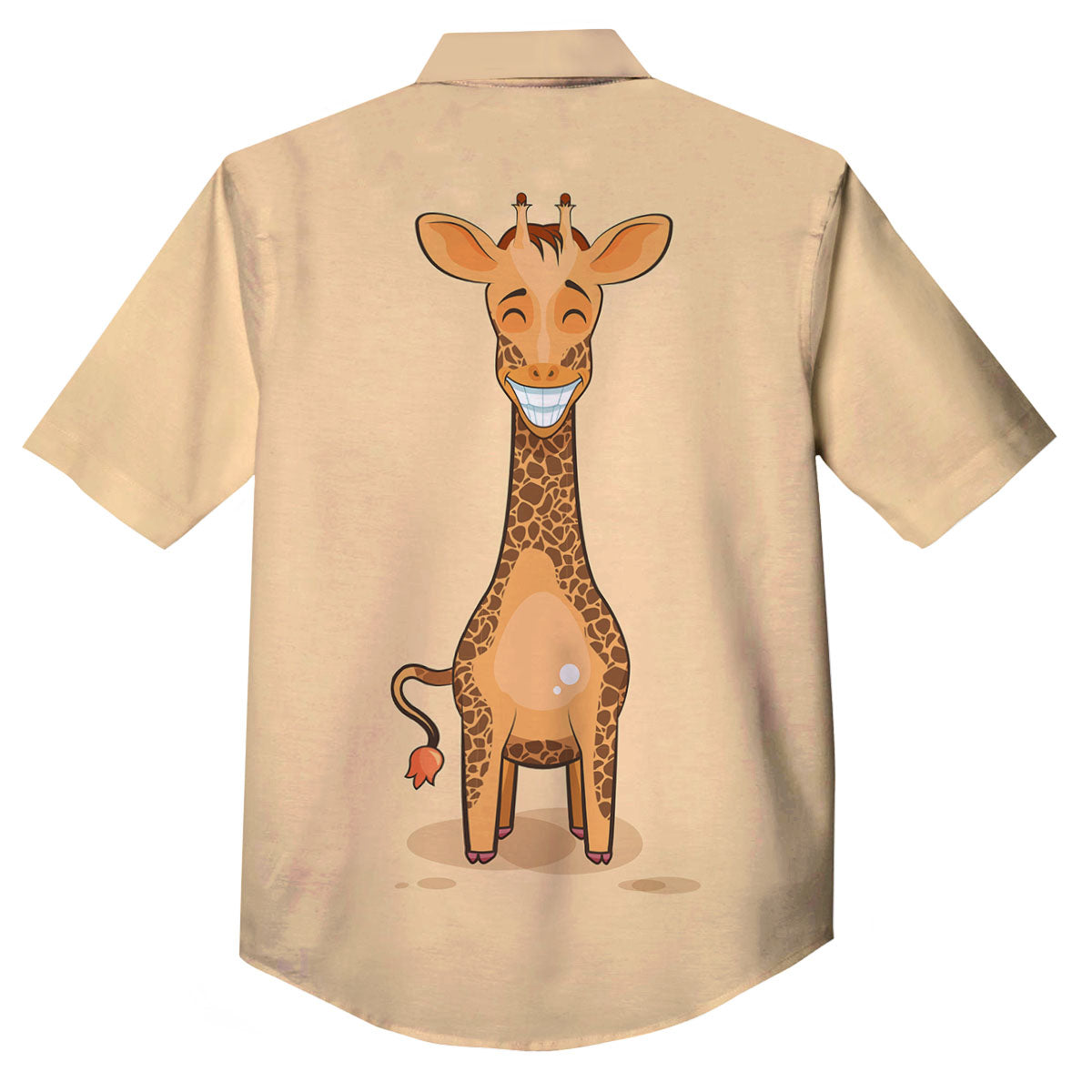 Giraffe Smiley Face Print Button Up Shirt-grizzshop