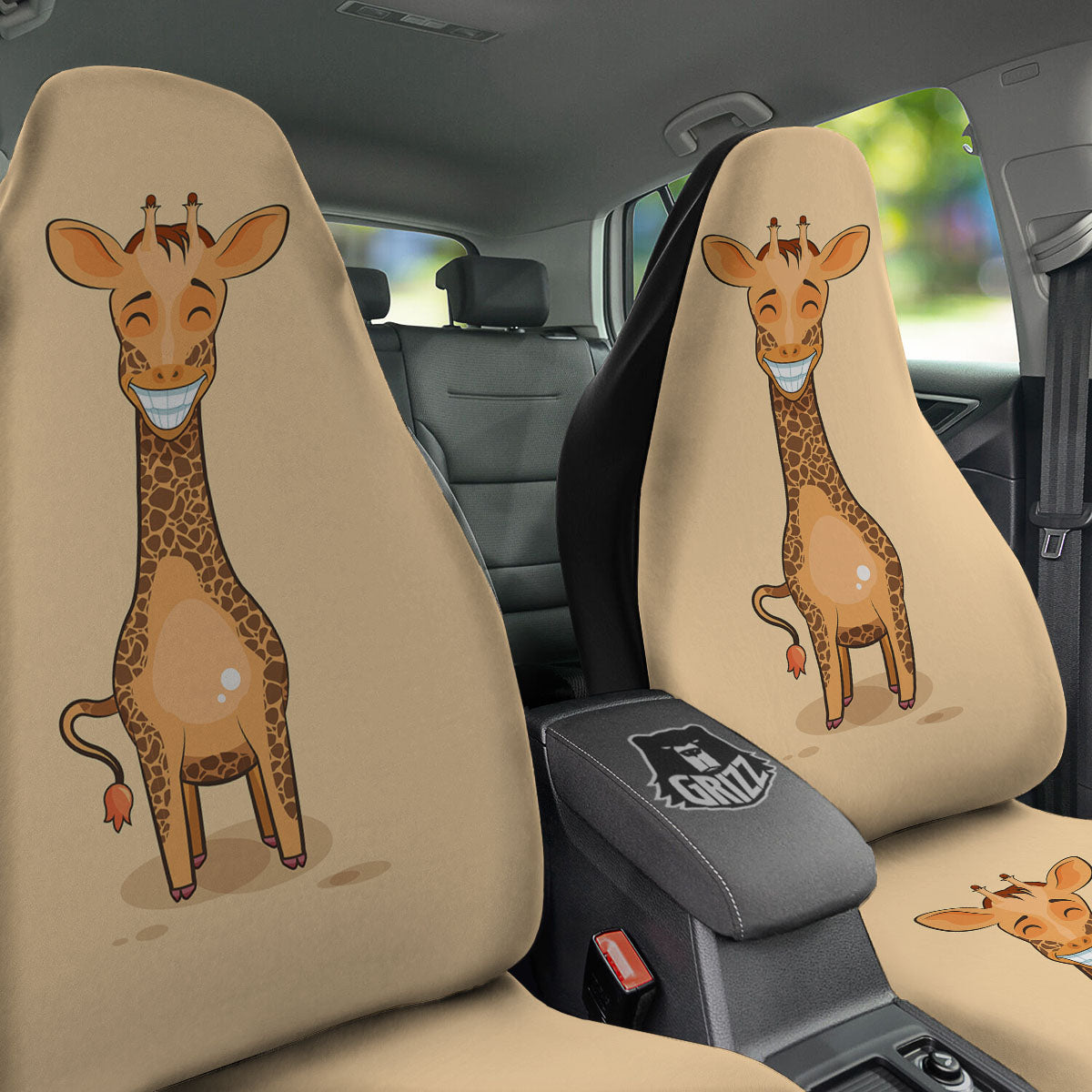 Giraffe Smiley Face Print Car Seat Covers-grizzshop