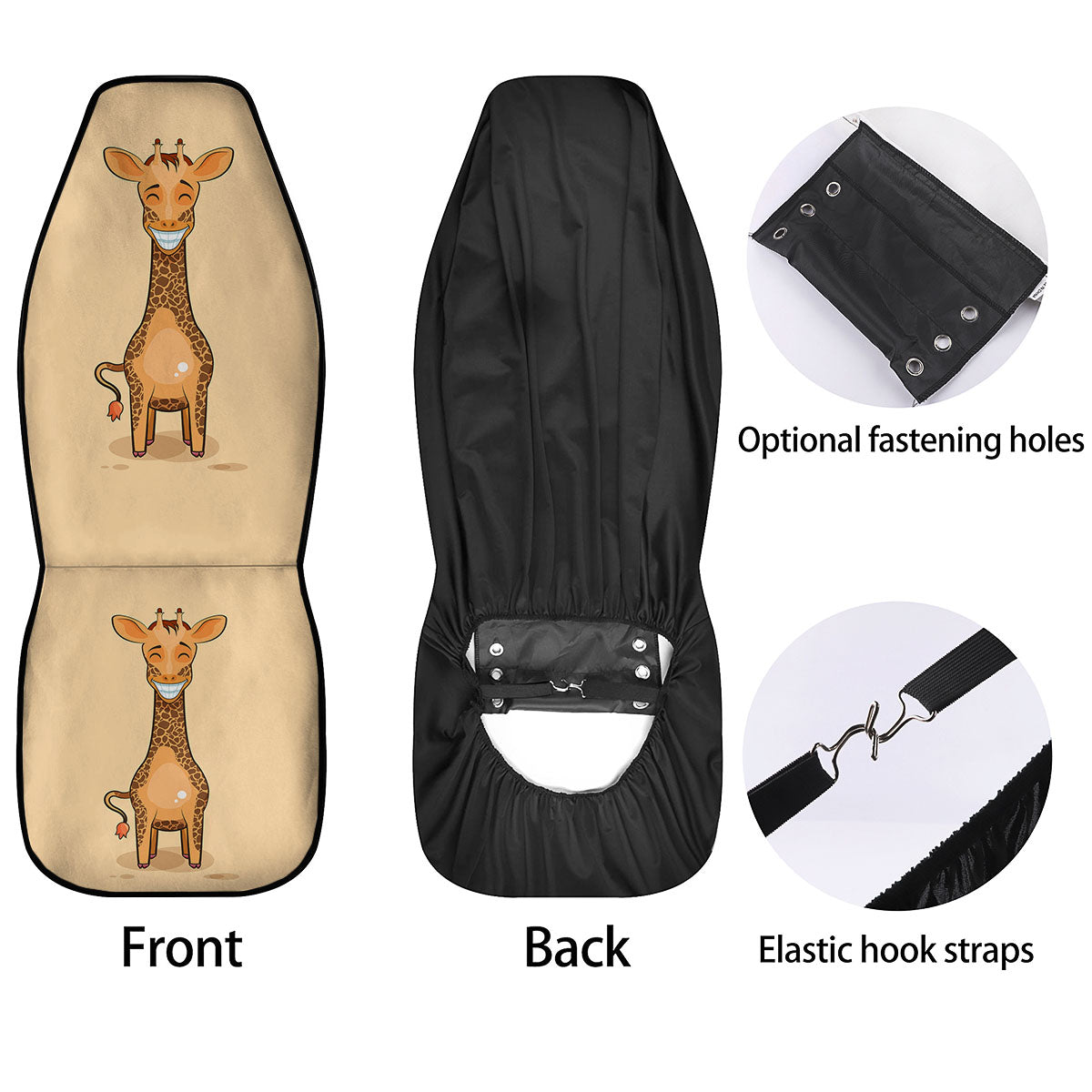 Giraffe Smiley Face Print Car Seat Covers-grizzshop