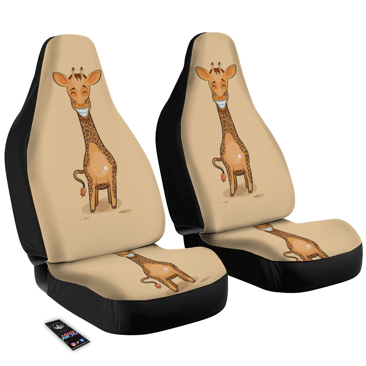 Giraffe Smiley Face Print Car Seat Covers-grizzshop