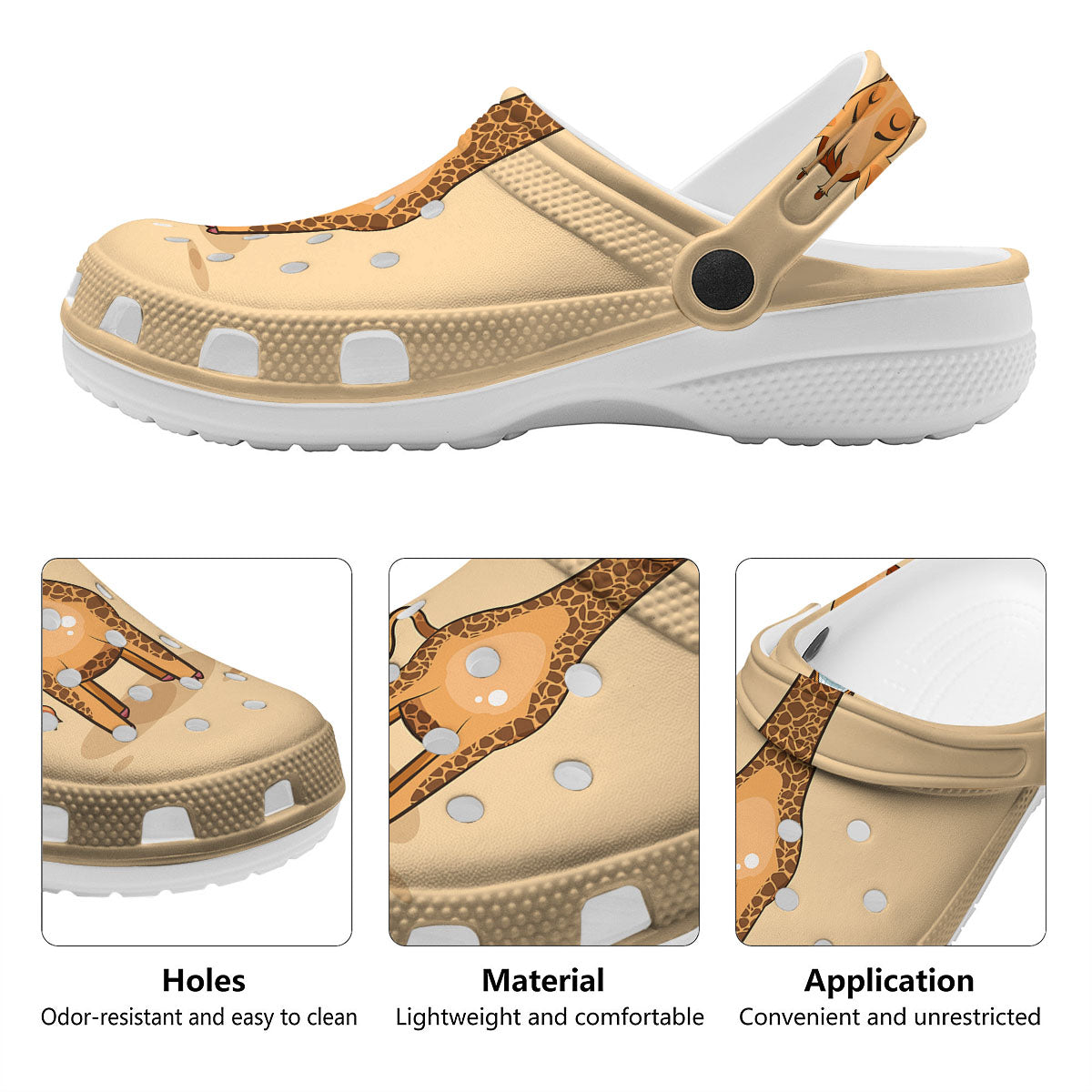 Giraffe Smiley Face Print Clog-grizzshop